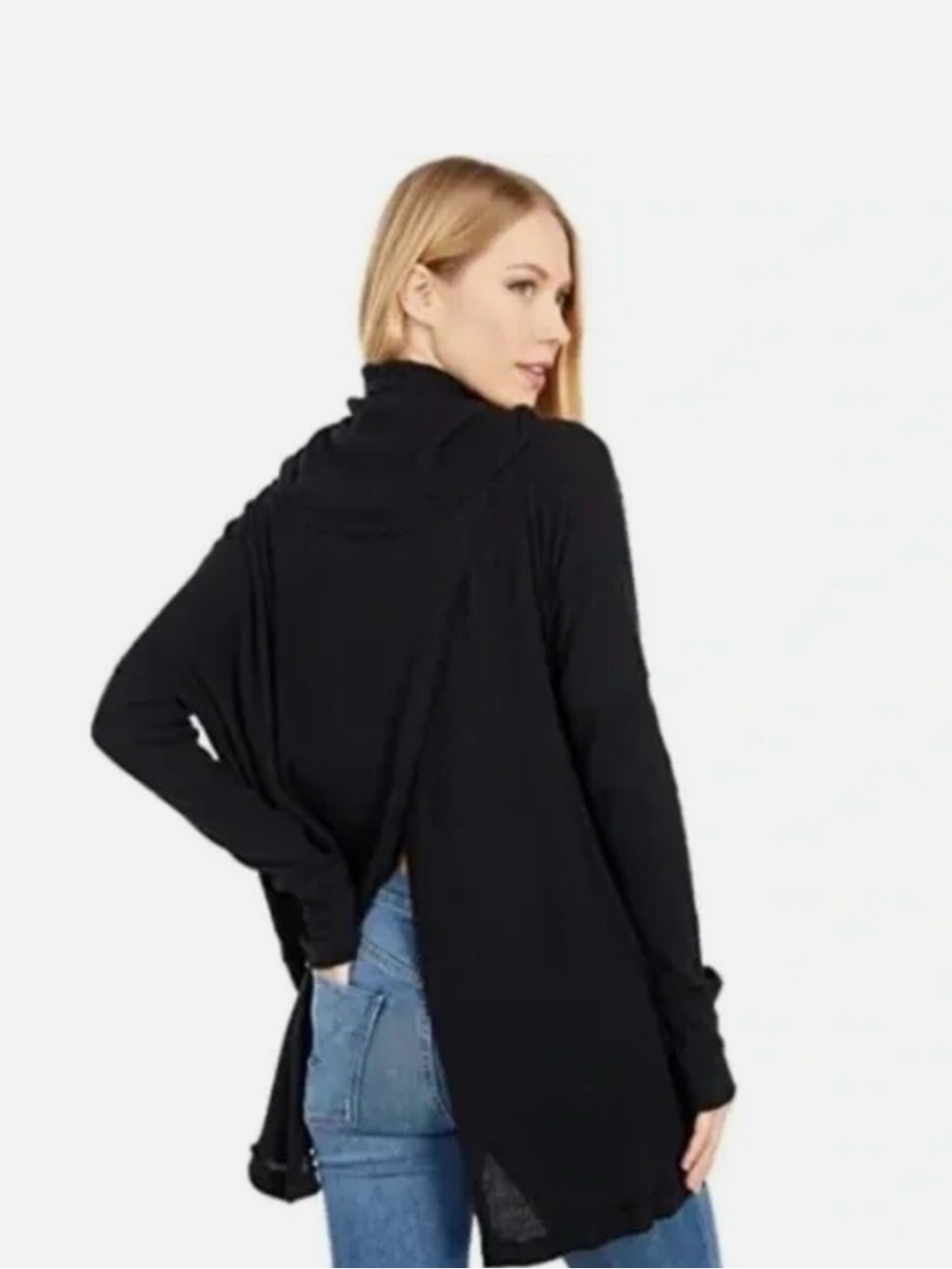 Free People | Juicy Black Cowl Neck Sweater - Picture 4 of 9